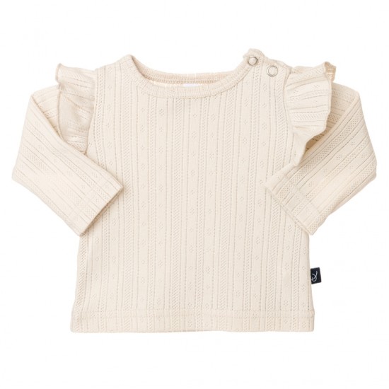 Ruffle longsleeve pointelle sand