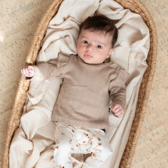 Ruffle Longsleeve - POINTELLE TAUPE